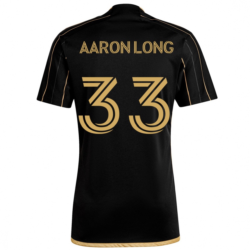 Kids Football Aaron Long #33 Black Gold Home Jersey 2024/25 T-Shirt Za