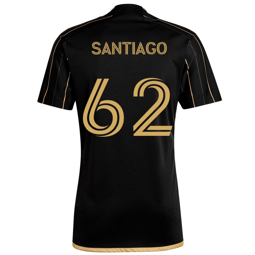 Kids Football Joshua Santiago #62 Black Gold Home Jersey 2024/25 T-Shirt Za