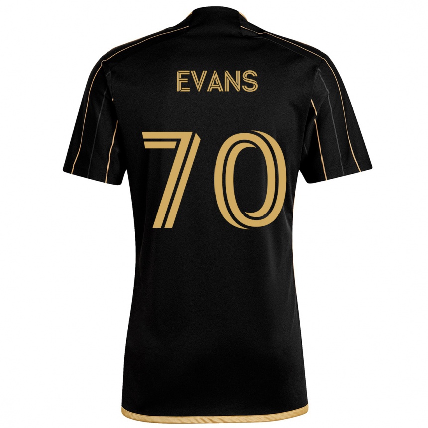 Kids Football Matthew Evans #70 Black Gold Home Jersey 2024/25 T-Shirt Za