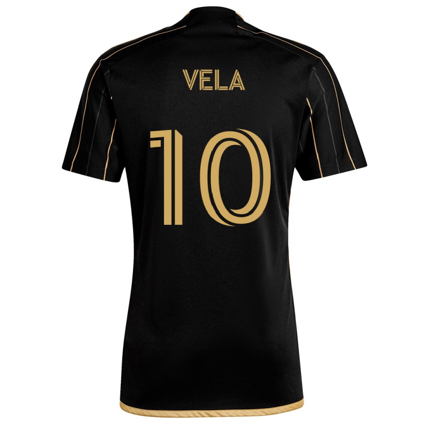 Kids Football Carlos Vela #10 Black Gold Home Jersey 2024/25 T-Shirt Za