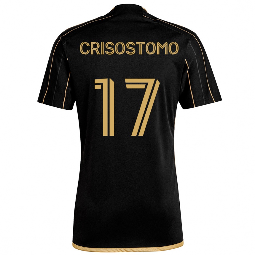 Kids Football Danny Crisostomo #17 Black Gold Home Jersey 2024/25 T-Shirt Za