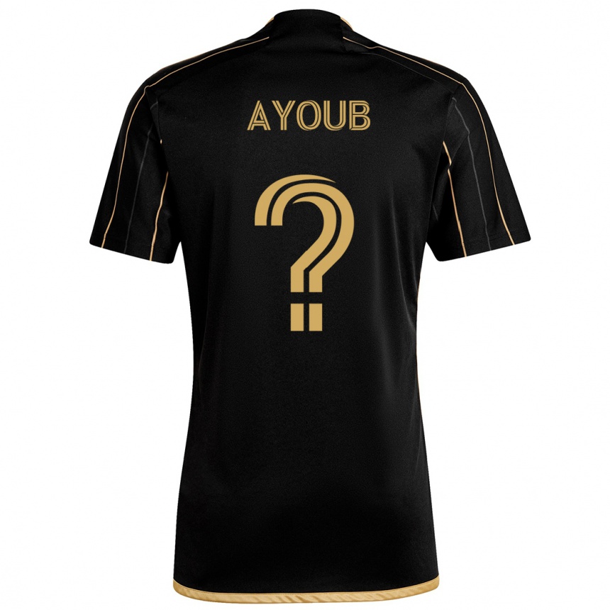 Kids Football Ryan Ayoub #0 Black Gold Home Jersey 2024/25 T-Shirt Za