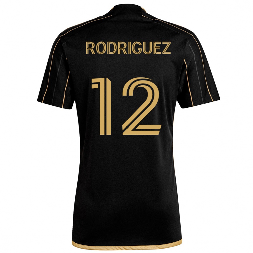 Kids Football Jeremi Rodríguez #12 Black Gold Home Jersey 2024/25 T-Shirt Za