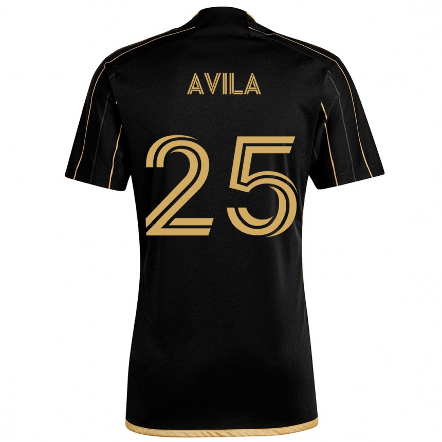 Kids Football Armando Avila #25 Black Gold Home Jersey 2024/25 T-Shirt Za