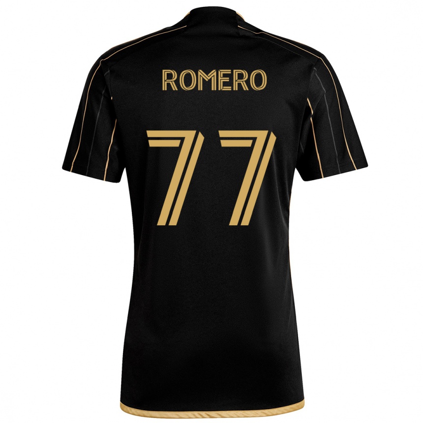 Kids Football Alexander Romero #77 Black Gold Home Jersey 2024/25 T-Shirt Za