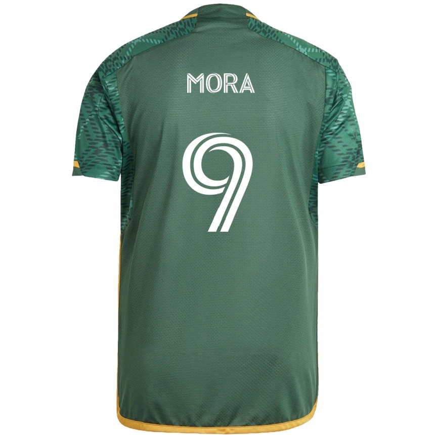 Kids Football Felipe Mora #9 Green Orange Home Jersey 2024/25 T-Shirt Za