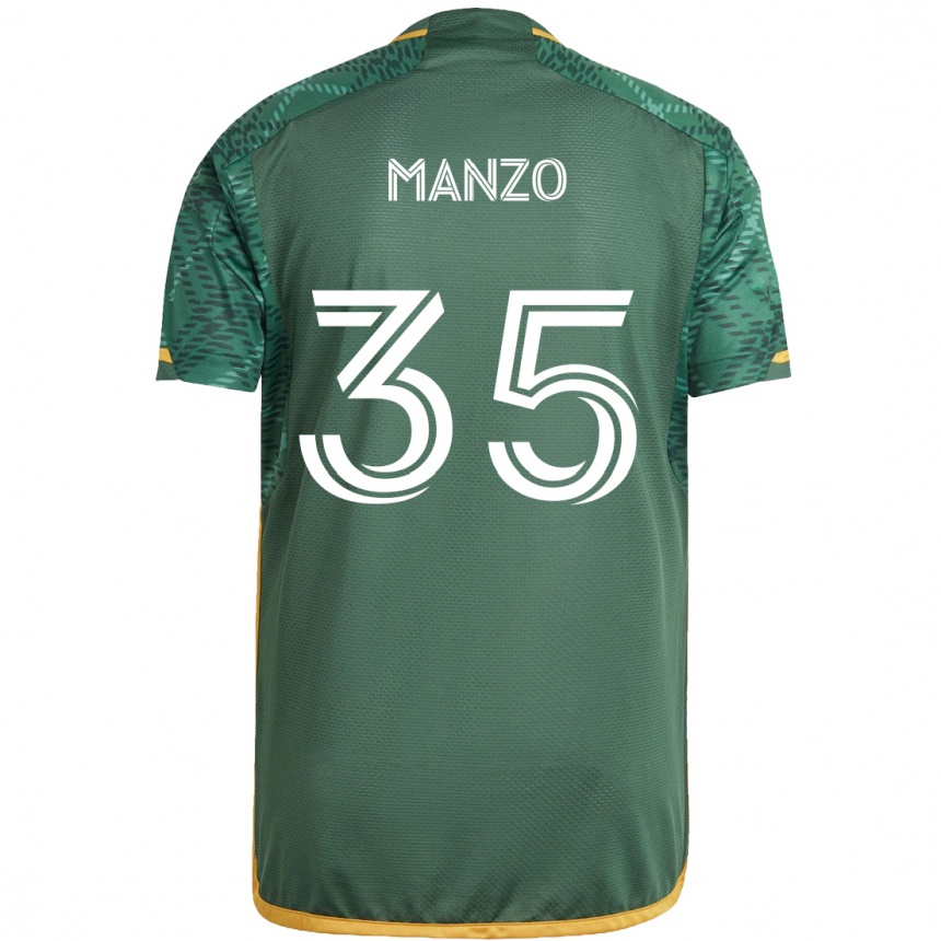 Kids Football Alexis Manzo #35 Green Orange Home Jersey 2024/25 T-Shirt Za