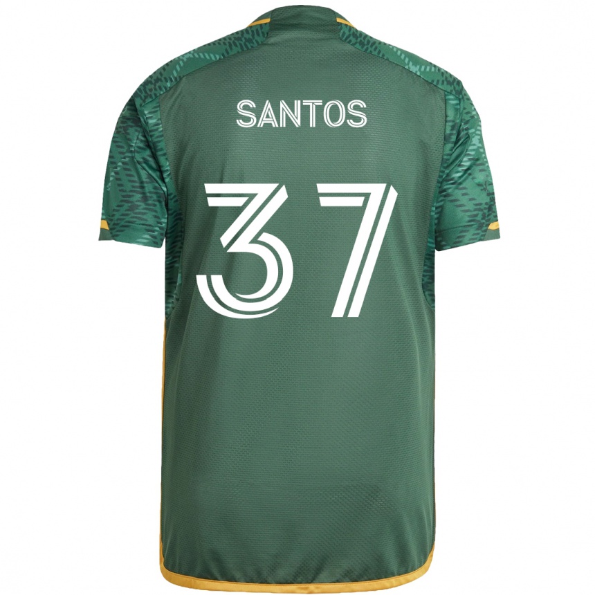 Kids Football Noah Santos #37 Green Orange Home Jersey 2024/25 T-Shirt Za