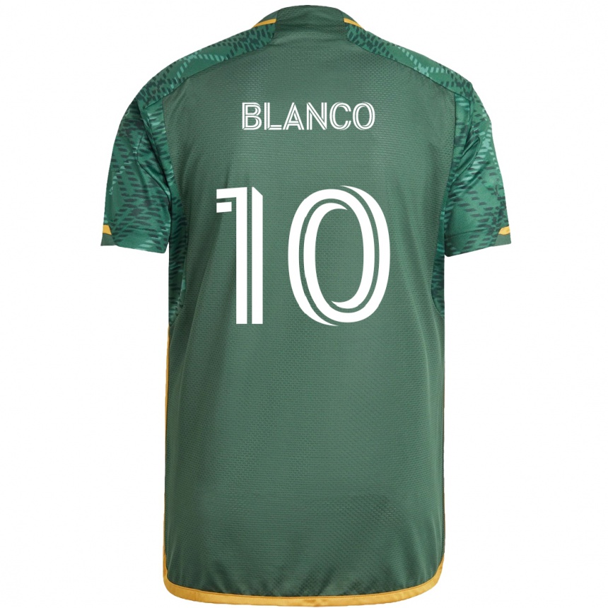 Kids Football Sebastián Blanco #10 Green Orange Home Jersey 2024/25 T-Shirt Za