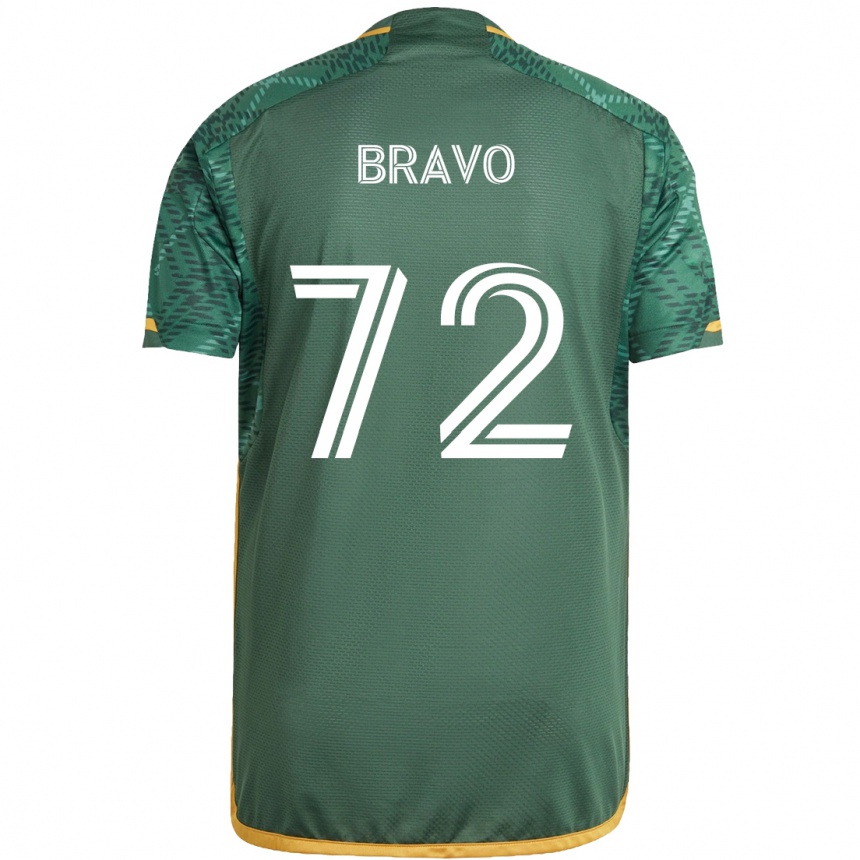 Kids Football Julian Bravo #72 Green Orange Home Jersey 2024/25 T-Shirt Za