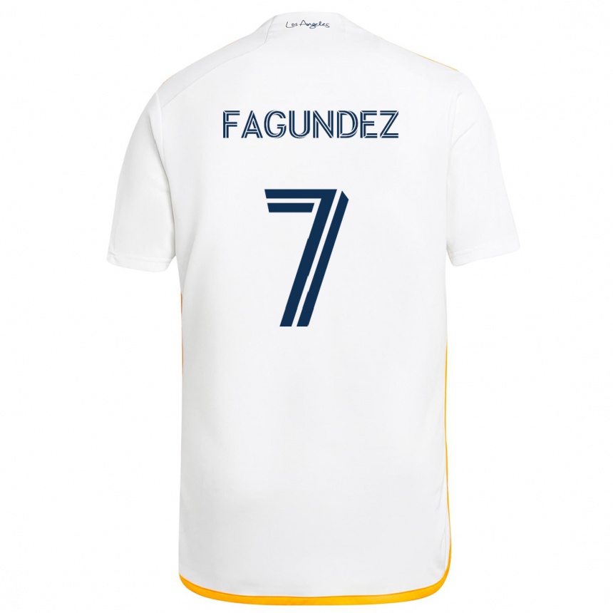 Kids Football Diego Fagúndez #7 White Yellow Home Jersey 2024/25 T-Shirt Za