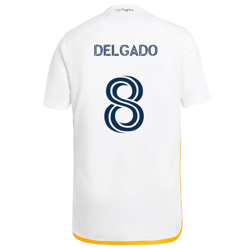 Kids Football Mark Delgado #8 White Yellow Home Jersey 2024/25 T-Shirt Za