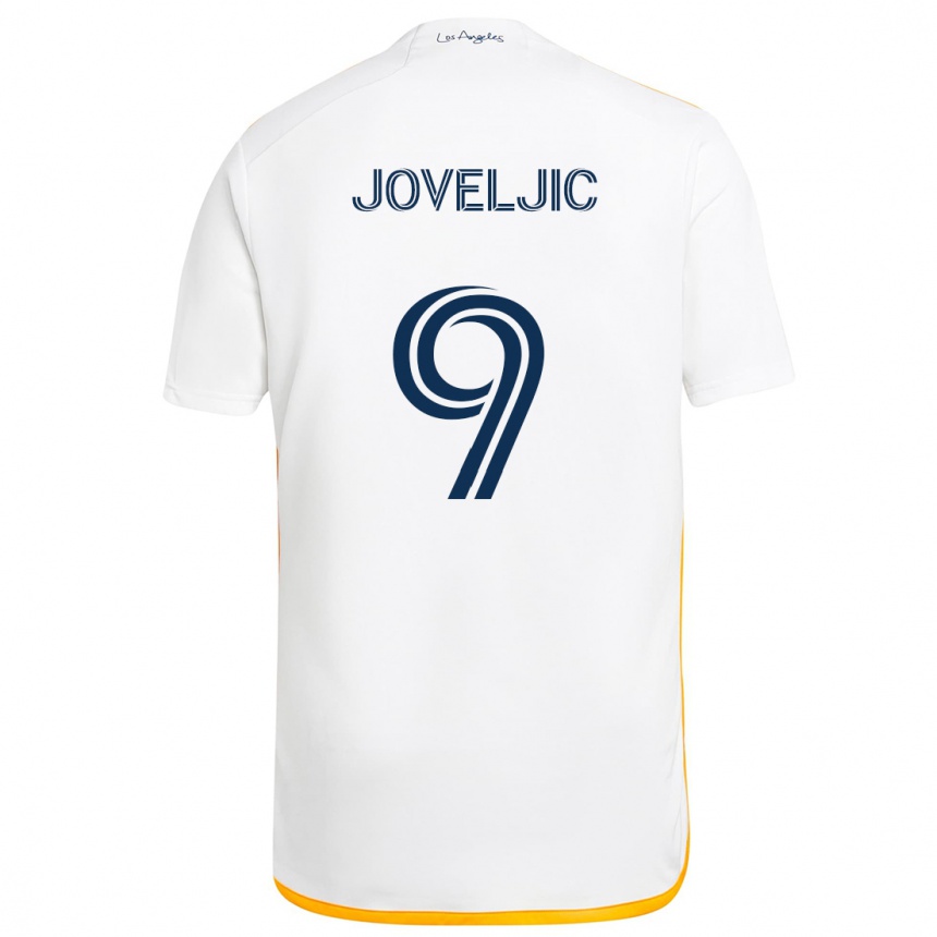 Kids Football Dejan Joveljic #9 White Yellow Home Jersey 2024/25 T-Shirt Za