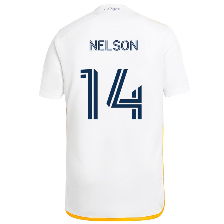 Kids Football John Nelson #14 White Yellow Home Jersey 2024/25 T-Shirt Za