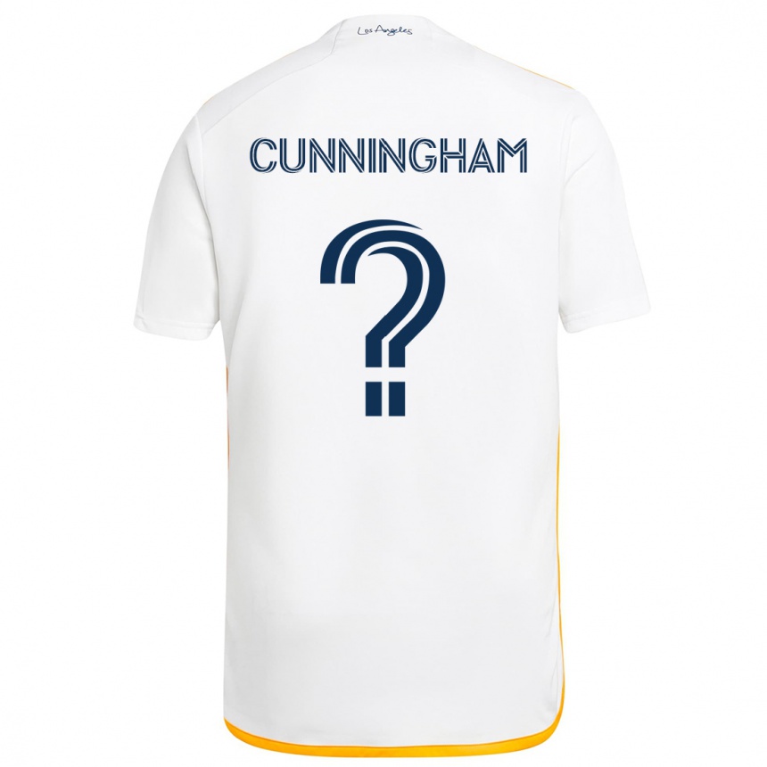 Kids Football Joaquin Cunningham #0 White Yellow Home Jersey 2024/25 T-Shirt Za