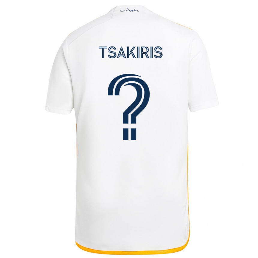 Kids Football Mateo Tsakiris #0 White Yellow Home Jersey 2024/25 T-Shirt Za