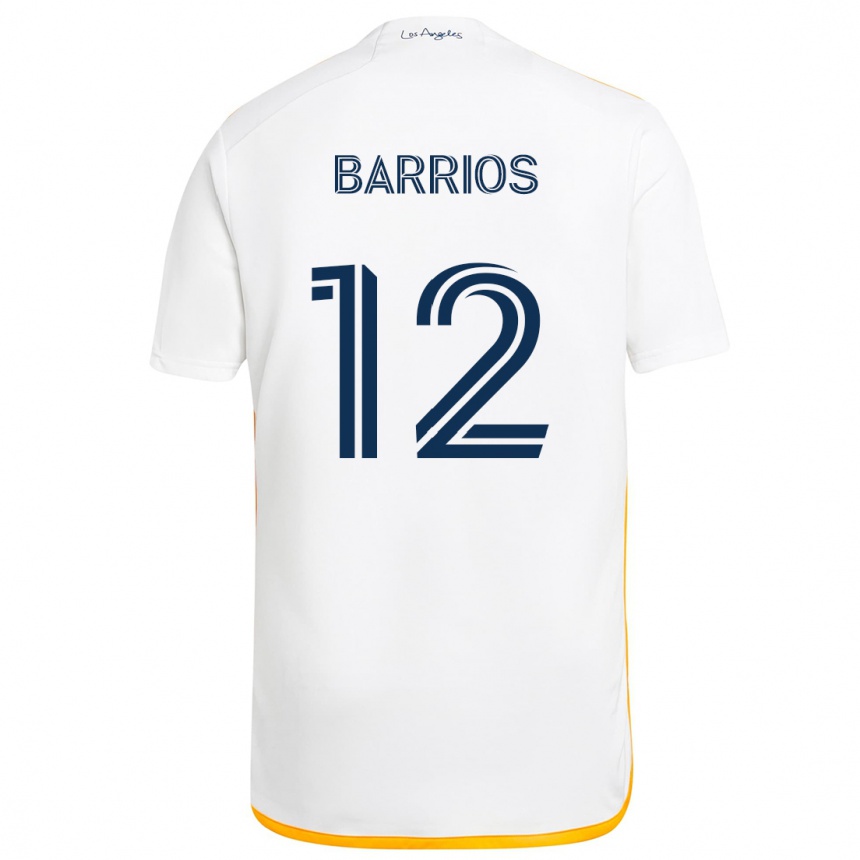 Kids Football Michael Barrios #12 White Yellow Home Jersey 2024/25 T-Shirt Za