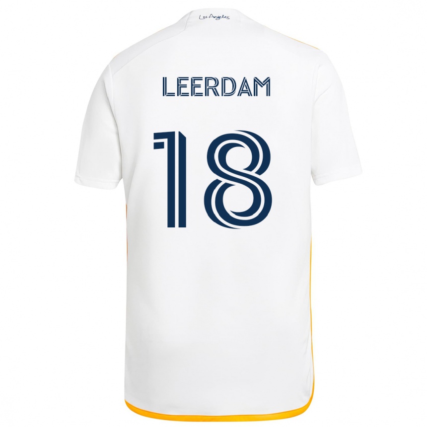 Kids Football Kelvin Leerdam #18 White Yellow Home Jersey 2024/25 T-Shirt Za