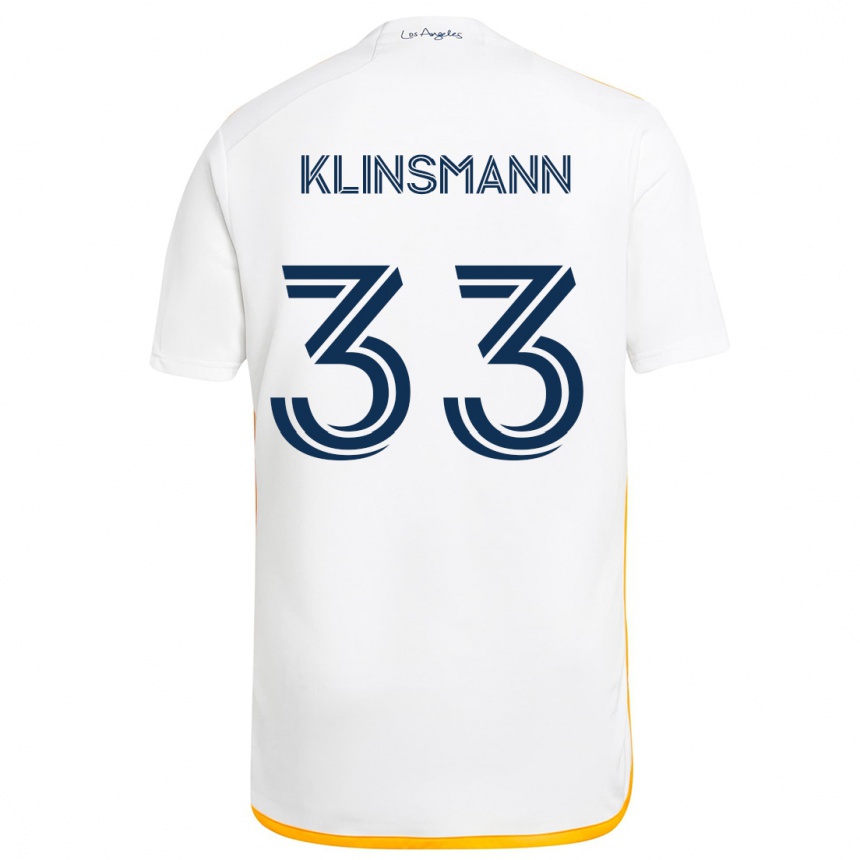 Kids Football Jonathan Klinsmann #33 White Yellow Home Jersey 2024/25 T-Shirt Za