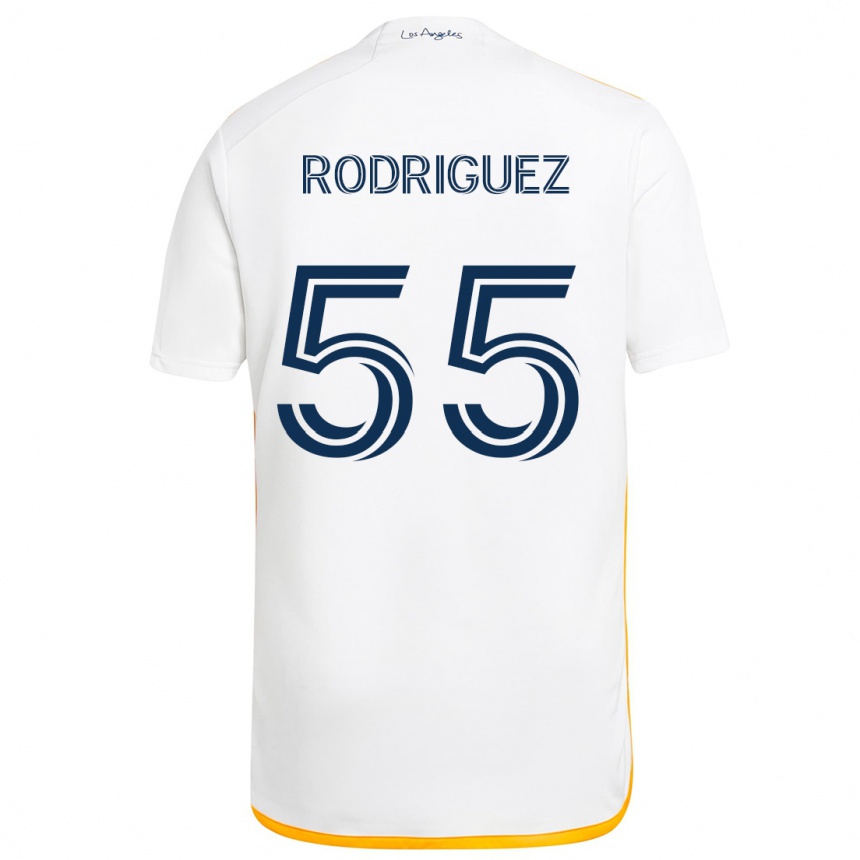 Kids Football Diego Rodriguez #55 White Yellow Home Jersey 2024/25 T-Shirt Za