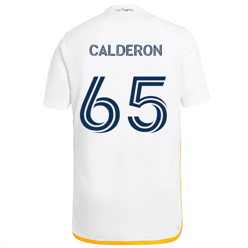 Kids Football Juan Calderón #65 White Yellow Home Jersey 2024/25 T-Shirt Za