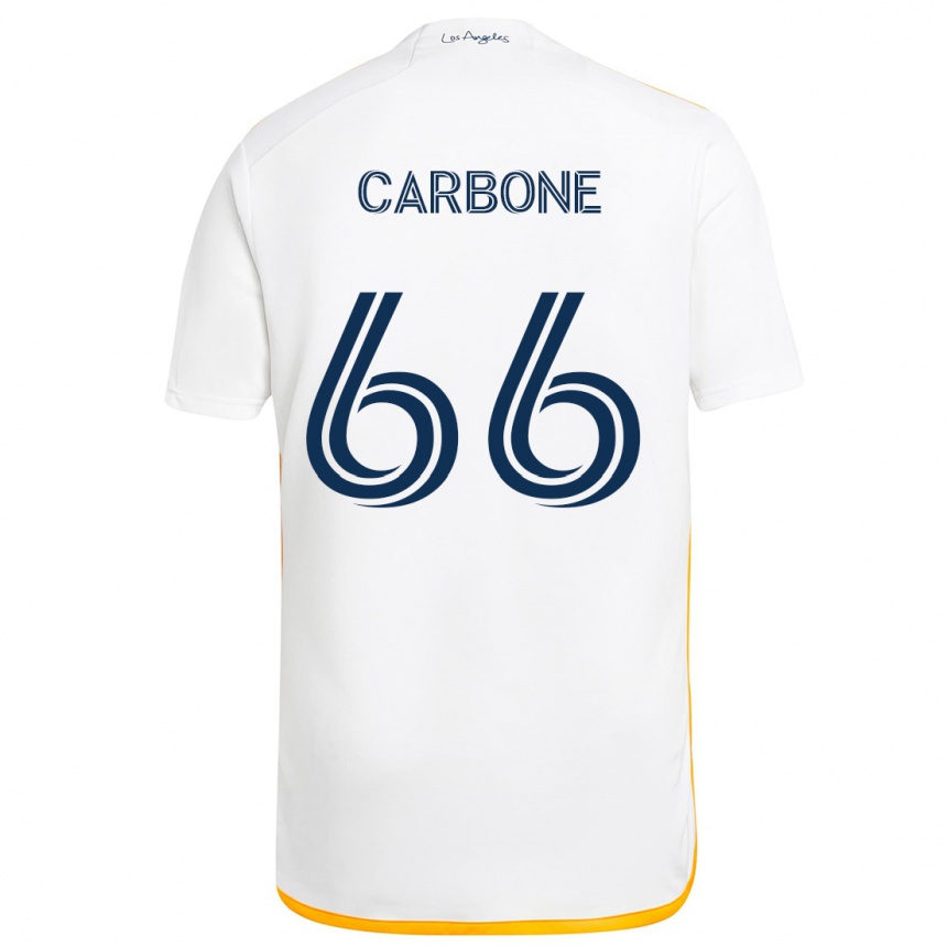 Kids Football Matteo Carbone #66 White Yellow Home Jersey 2024/25 T-Shirt Za