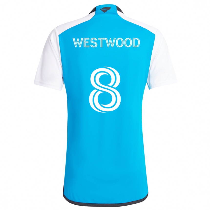 Kids Football Ashley Westwood #8 Blue White Home Jersey 2024/25 T-Shirt Za