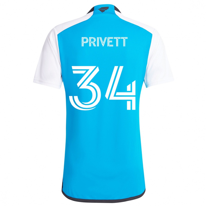 Kids Football Andrew Privett #34 Blue White Home Jersey 2024/25 T-Shirt Za