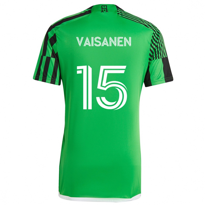 Kids Football Leo Väisänen #15 Green Black Home Jersey 2024/25 T-Shirt Za