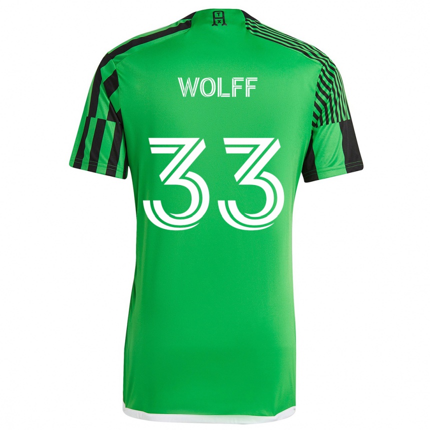 Kids Football Owen Wolff #33 Green Black Home Jersey 2024/25 T-Shirt Za