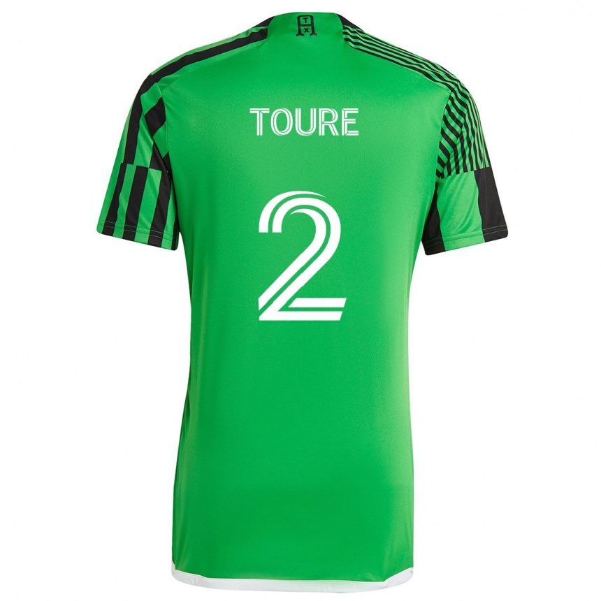 Kids Football Cheick Touré #2 Green Black Home Jersey 2024/25 T-Shirt Za