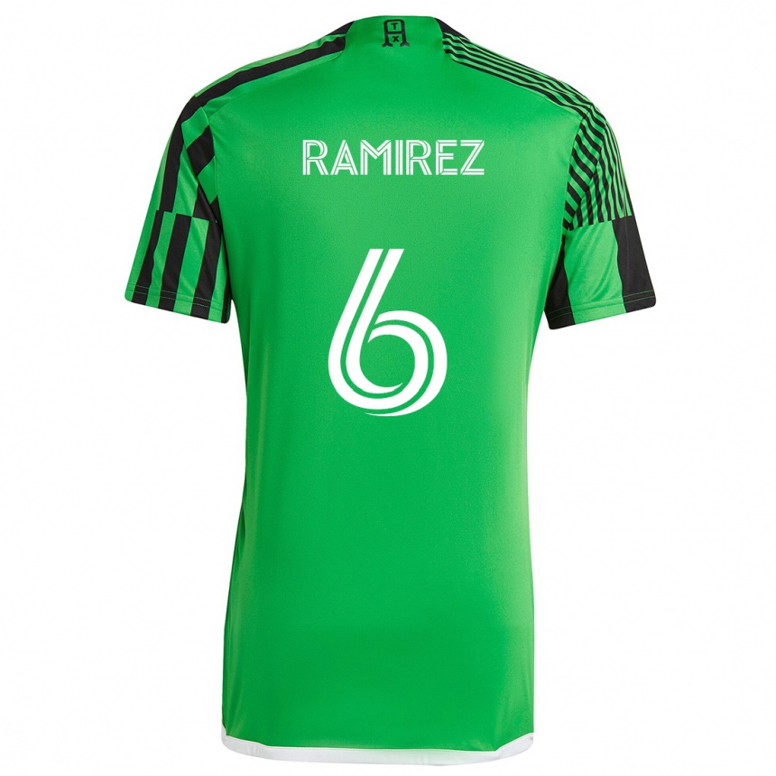 Kids Football Alonso Ramírez #6 Green Black Home Jersey 2024/25 T-Shirt Za