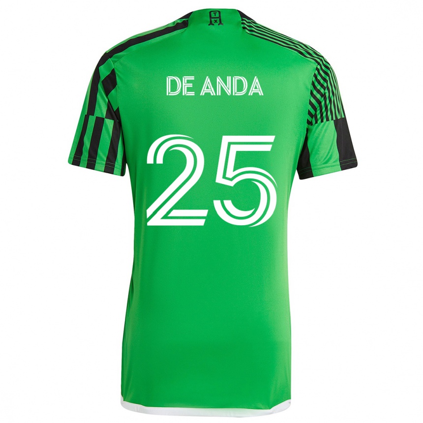 Kids Football Anthony De Anda #25 Green Black Home Jersey 2024/25 T-Shirt Za