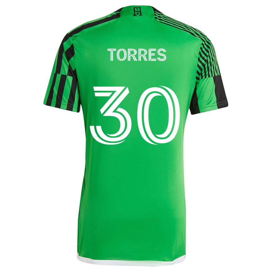 Kids Football Ervin Torres #30 Green Black Home Jersey 2024/25 T-Shirt Za