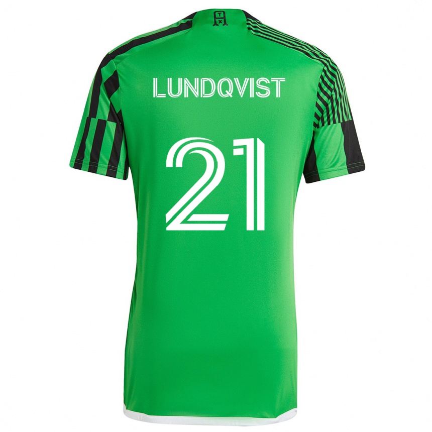 Kids Football Adam Lundqvist #21 Green Black Home Jersey 2024/25 T-Shirt Za