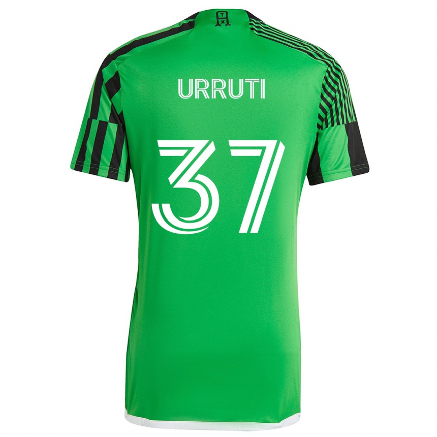 Kids Football Maximiliano Urruti #37 Green Black Home Jersey 2024/25 T-Shirt Za