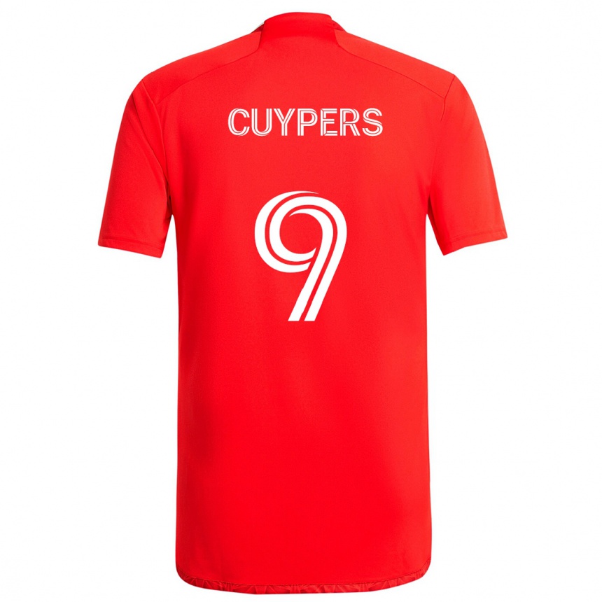 Kids Football Hugo Cuypers #9 Red White Home Jersey 2024/25 T-Shirt Za