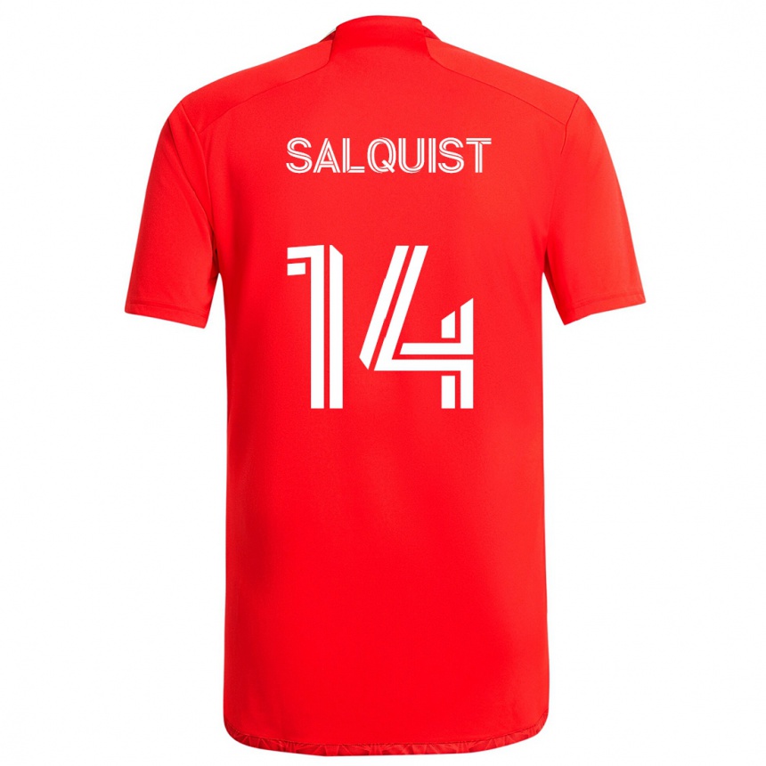 Kids Football Tobias Salquist #14 Red White Home Jersey 2024/25 T-Shirt Za