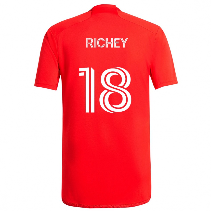 Kids Football Spencer Richey #18 Red White Home Jersey 2024/25 T-Shirt Za