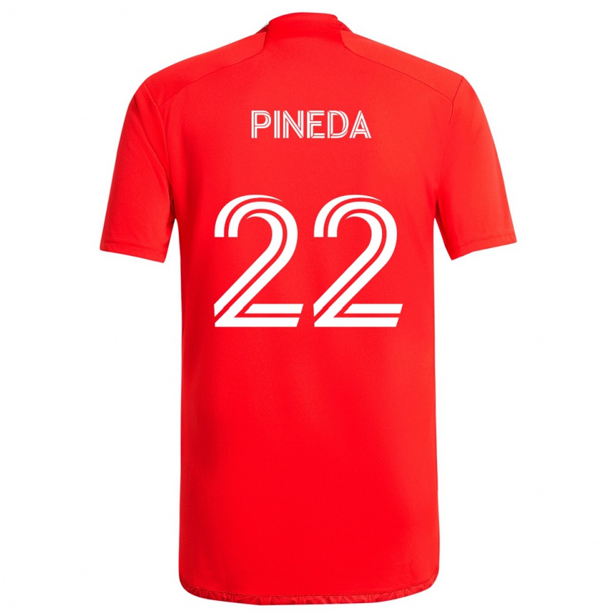 Kids Football Mauricio Pineda #22 Red White Home Jersey 2024/25 T-Shirt Za