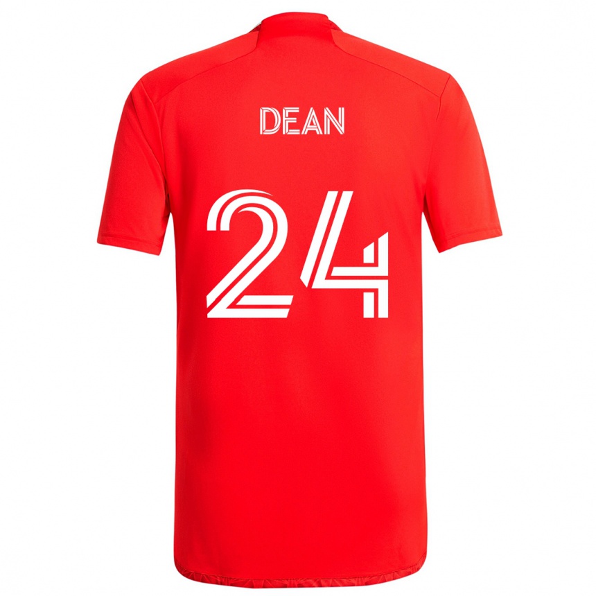 Kids Football Jonathan Dean #24 Red White Home Jersey 2024/25 T-Shirt Za