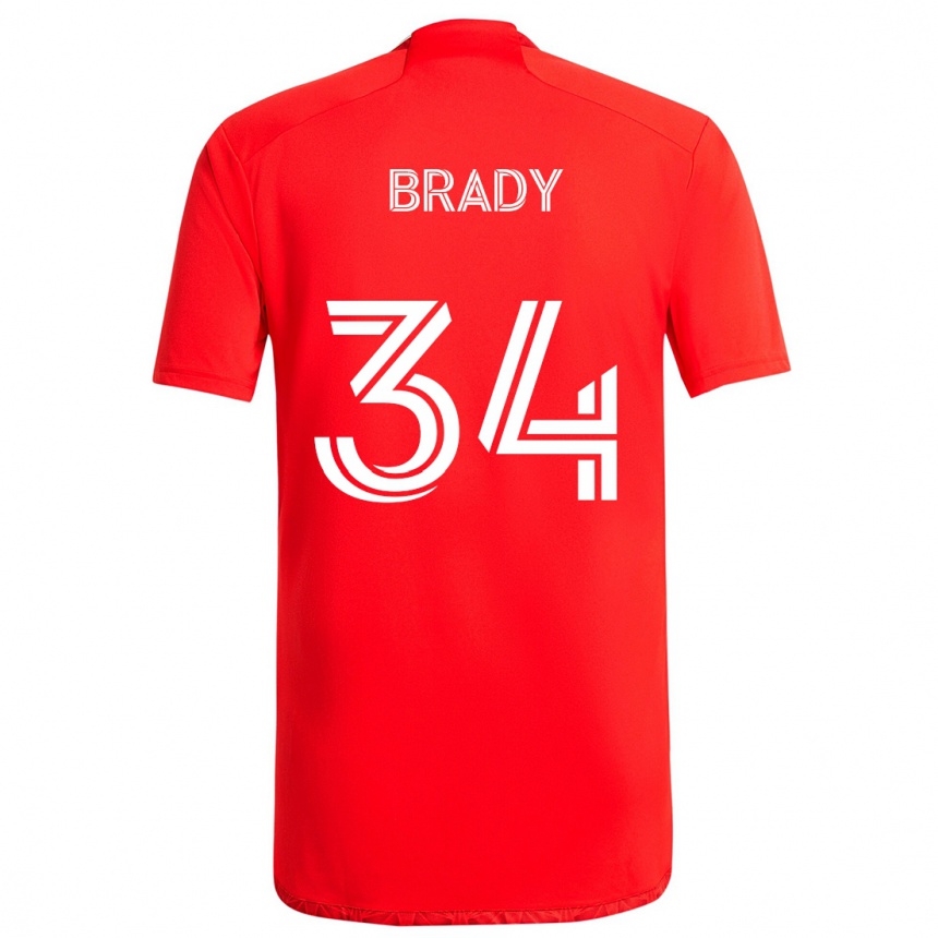 Kids Football Chris Brady #34 Red White Home Jersey 2024/25 T-Shirt Za