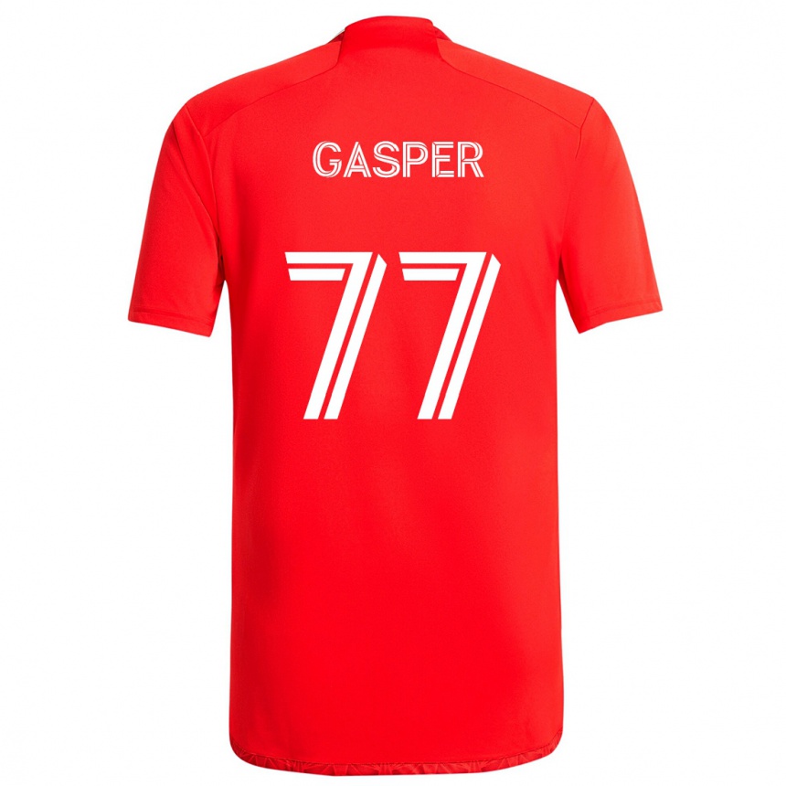 Kids Football Chase Gasper #77 Red White Home Jersey 2024/25 T-Shirt Za