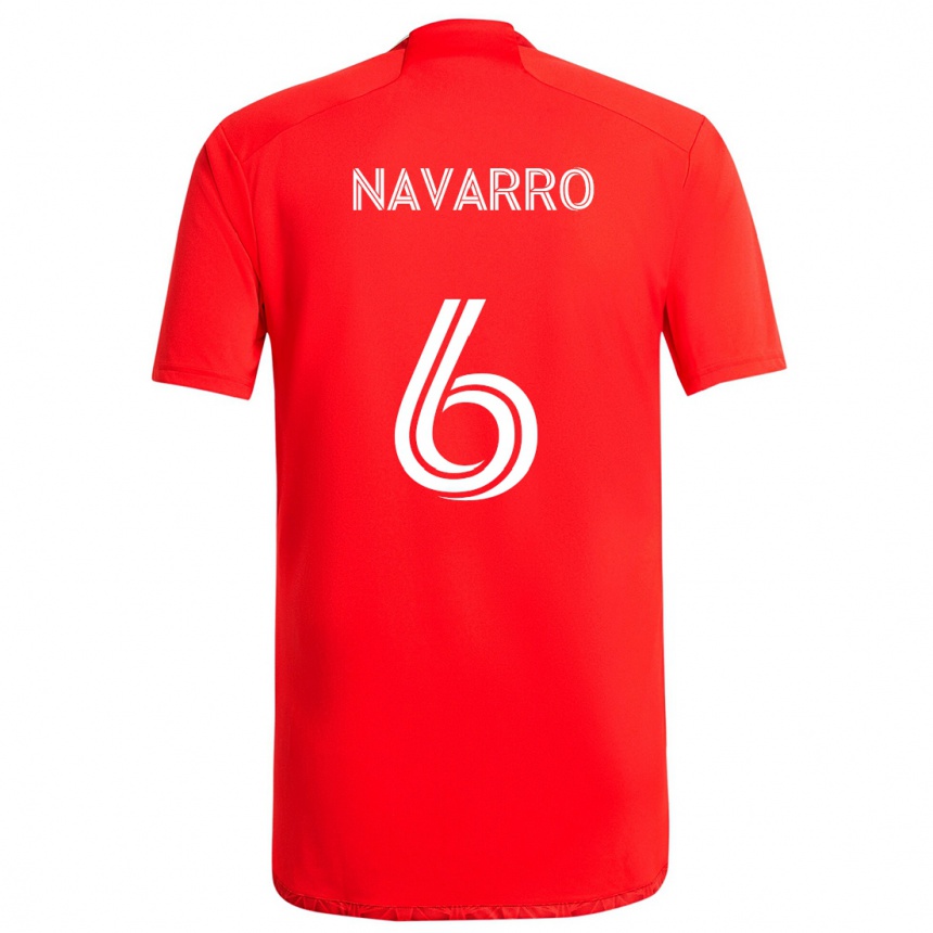 Kids Football Miguel Navarro #6 Red White Home Jersey 2024/25 T-Shirt Za