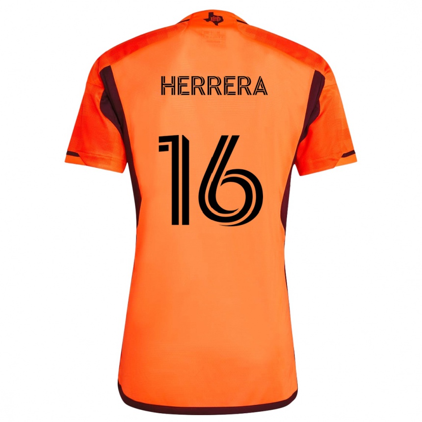 Kids Football Héctor Herrera #16 Orange Black Home Jersey 2024/25 T-Shirt Za