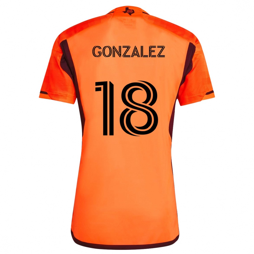 Kids Football Diego Gonzalez #18 Orange Black Home Jersey 2024/25 T-Shirt Za