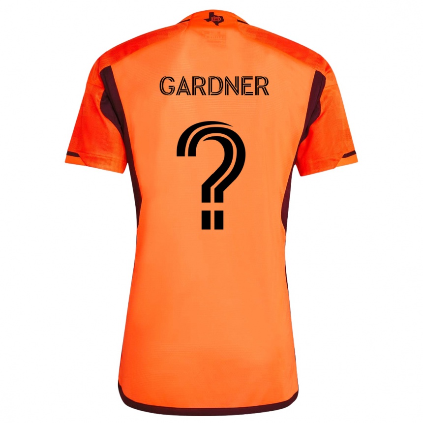 Kids Football Myles Gardner #0 Orange Black Home Jersey 2024/25 T-Shirt Za