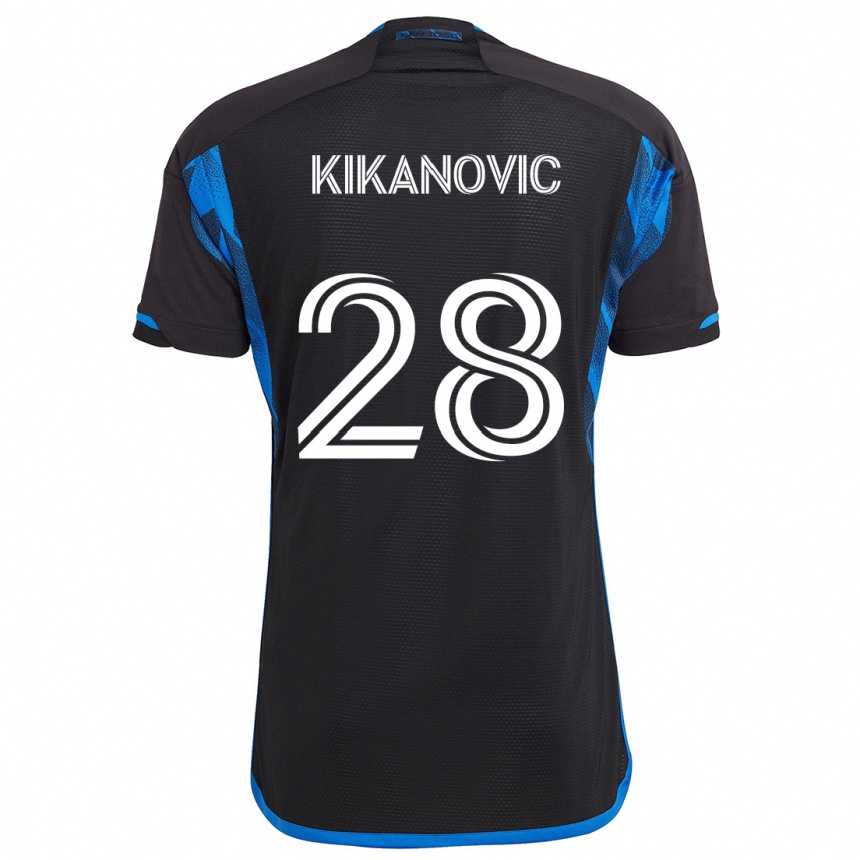 Kids Football Benjamin Kikanovic #28 Blue Black Home Jersey 2024/25 T-Shirt Za