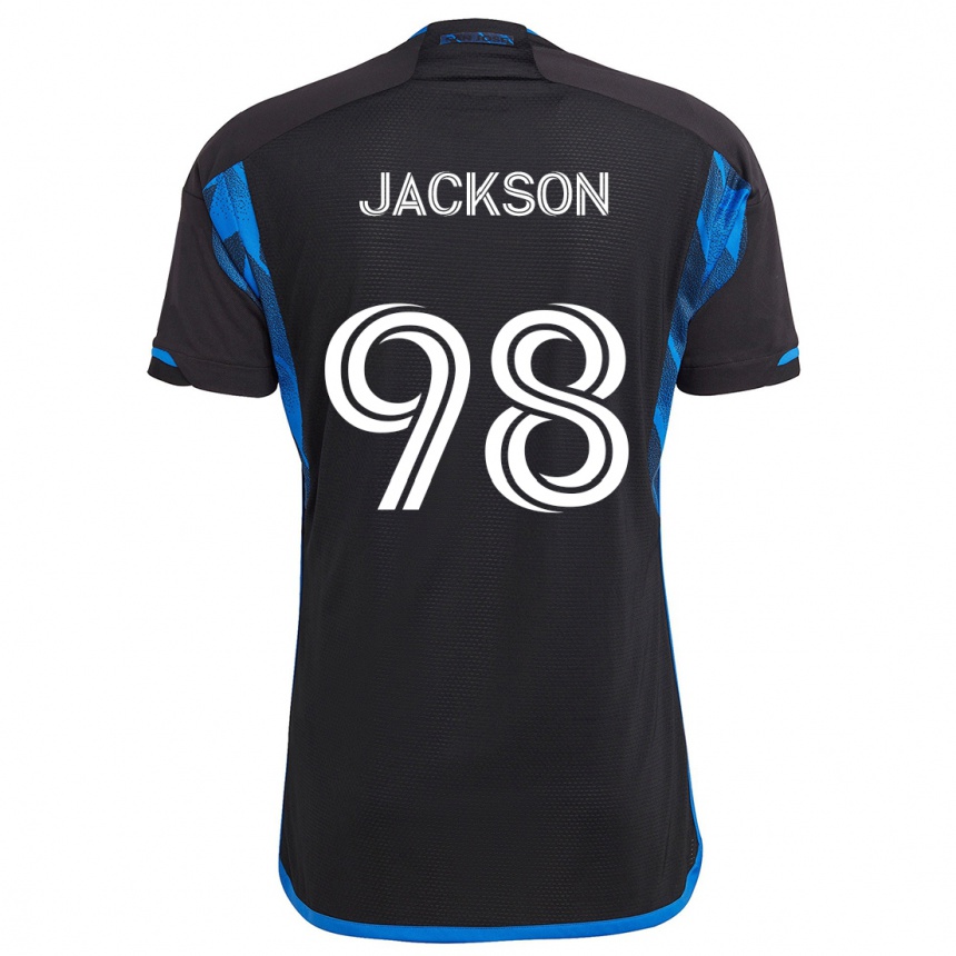 Kids Football Jacob Jackson #98 Blue Black Home Jersey 2024/25 T-Shirt Za