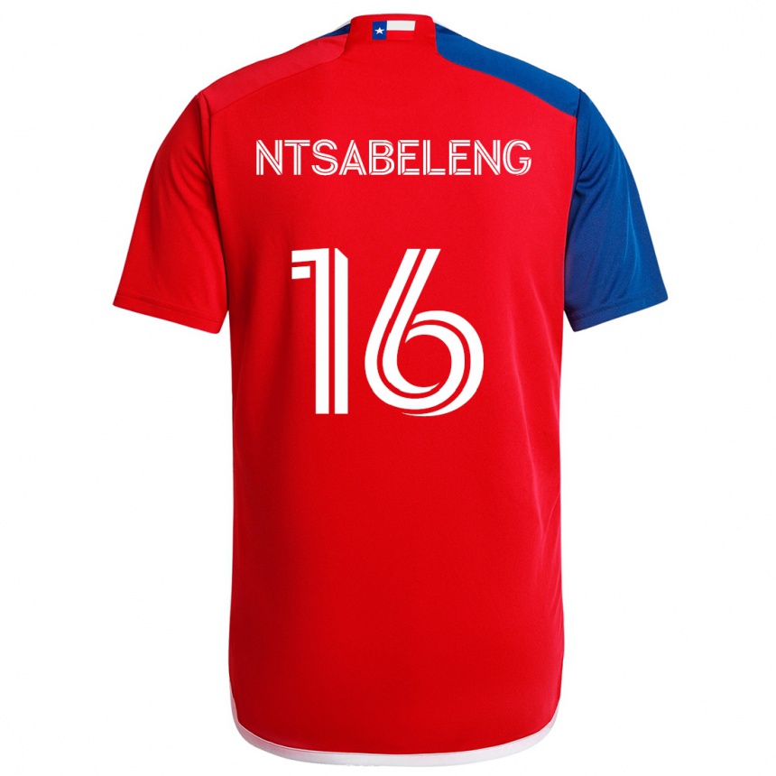 Kids Football Tsiki Ntsabeleng #16 Blue Red Home Jersey 2024/25 T-Shirt Za